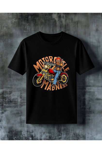 تي شيرت كبير الحجم مطبوع عليه Motorcycle Madness Harley