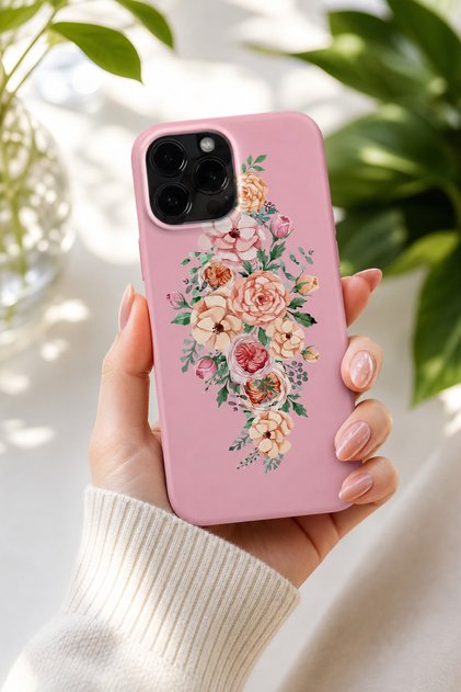 iPhone 15 Pro Max Compatible Launch Silicone Rose Flower Shock Absorbing Case Pink