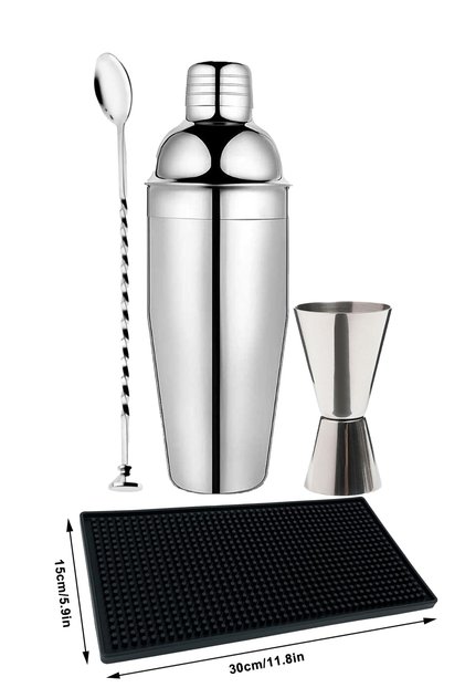 4 Piece Cocktail Set 750 ml Advantageous Shaker Package Mixology Equipment