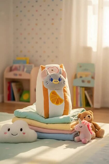 Miniso Lisanslı Tom ve Jerry Gokko Sandviç Figürlü Yastık 55 Cm
