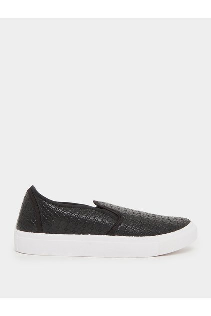 Men Black Textured Slip-On Shoes