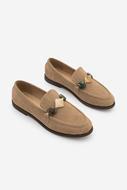 Marjin Kadın Loafer Makosen Taşlı Klasik Günlük Ayakkabı Meniva