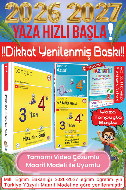 Tonguç Yayınları 3'ten 4'e Yaz Tatili Hazırlık Seti 0'dan 4'e Tüm