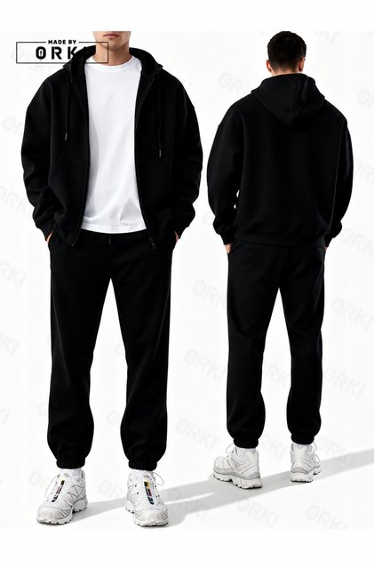 Unisex Oversize Kapüşonlu Fermuarlı Eşofman Takımı – Minimal Premium