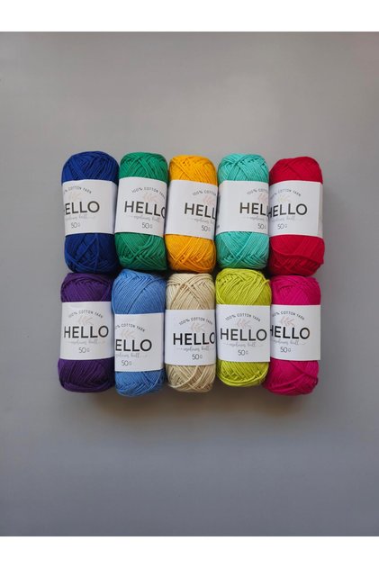 10 Pieces of Vibrant Colors 50 Grams of Cotton Yarn