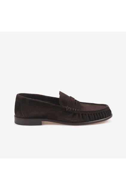 Erkek Casual Kahve Süet Penny Loafer Ayakkabı 12254-33