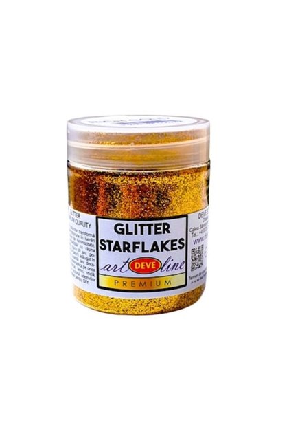 Pigment glitter starflakes metalic vision,DEVE, 50gr, auriu bogat pentru rasina epoxi lac de unghii