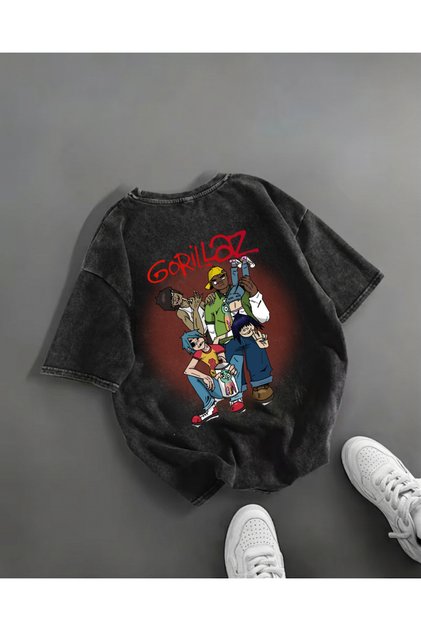 Gorillaz Printed Washed Vintage Unisex Oversized T-Shirt