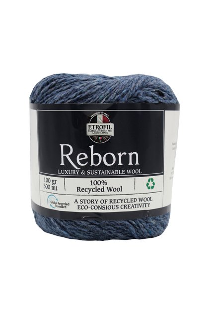 Reborn Knitting Yarn Midnight Blue 100% Recycled Wool 100g 300m (75394)