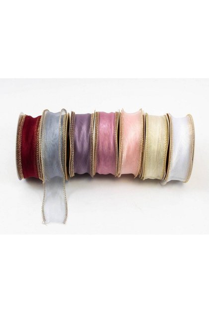 Panglica Organza Tivita Auriu 4cm-9metri Roz