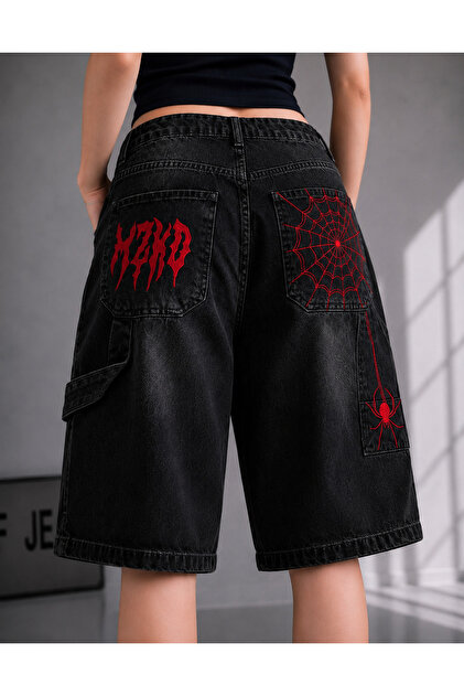 DEEFWEAR Y2K Embroidered Baggy Jean Shorts Bermuda/Shorts - Price