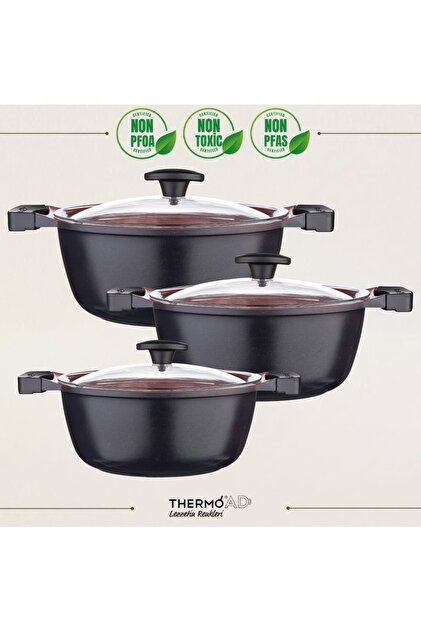 ThermoAD I Tencere Seti I Graneu Serisi l 6 Parça Mini Set l Red