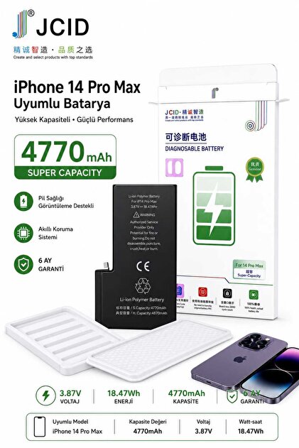 GENAX iPhone 14 PRO MAX uyumlu 4770 mah Güçlendirilmiş Batarya