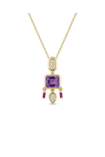Amethyst Colored Stone Pendant Necklace