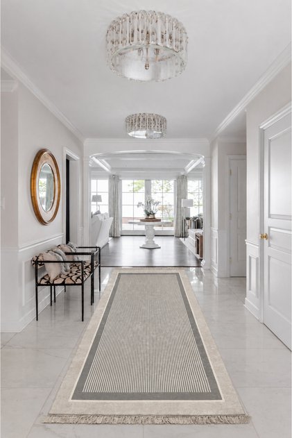 Modern Halı Salon/ Mutfak/ Antre Halısı Makinede Yıkanabilir Kaymaz Deri Taban Halı