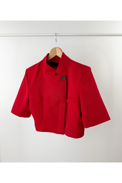 Kırmızı crop blazer ceket