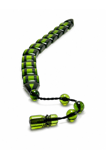 Fish Model Zaza Tasbih Green Black Transparent Appearance Special Cut Stylish Men's Tasbih