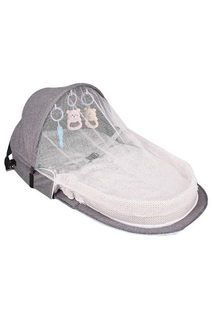 Multi-Function Baby Bed with Mosquito Net - Grey