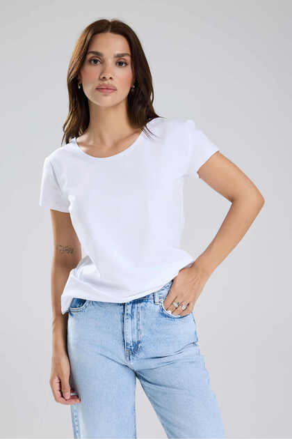 Women's Oversize Knitted Fabric Basic T-Shirt