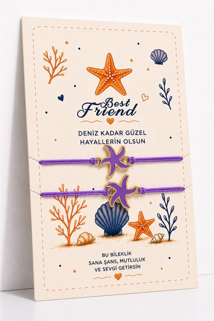 Sea Star Best Friend Drawstring Bracelet Set of 2 – Adjustable Friendship Bracelet, Luck and Friendship Bracelet