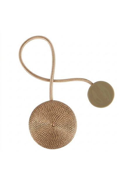 Prinzător magnetic de perdea, acoperit cu țesătură bej - 7x39cm Lemn și Poliester