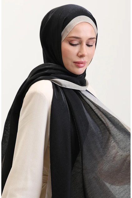 Kehribar Lüks Şal 70274-05 Siyah Bej