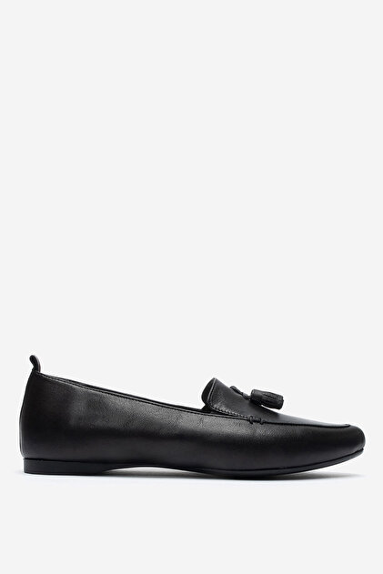 Women's Pointed Toe Ballerina Shoes Real Leather Br 04038 Black