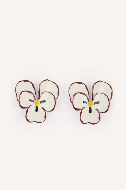 Women's Floral White Earrings H9964Axns