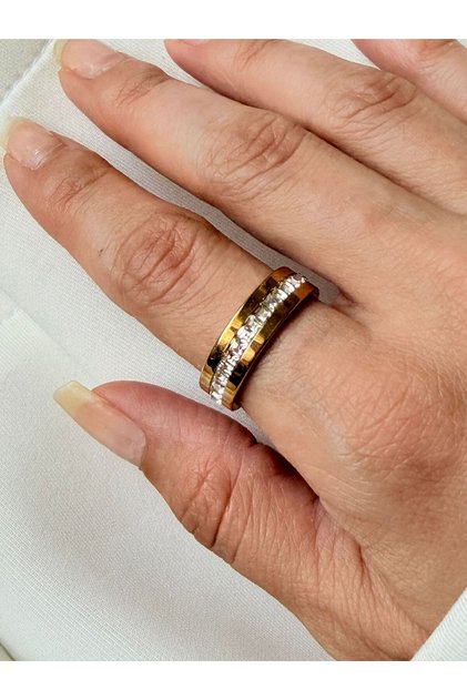 Fully Stone-Set Ring Gold 316L Steel