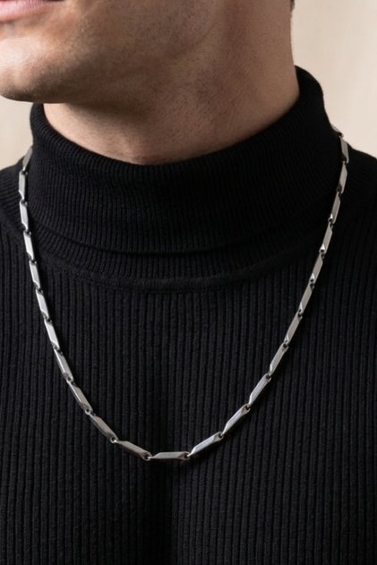 Men's Bar Model Steel Necklace