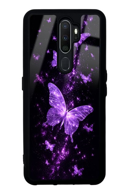 Oppo A5 2020 Purple Galaxy Butterfly Design Glossy Phone Case