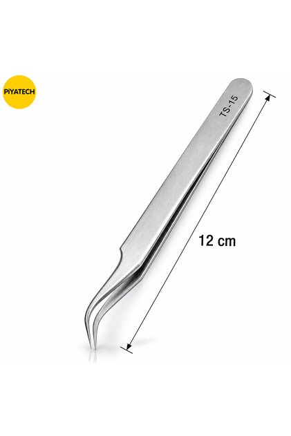 Ts-15 Curved Tip Stainless Steel Precision Industrial Tweezers Anti-Magnetic Hobby and Electronic Repair Tweezers 12 cm