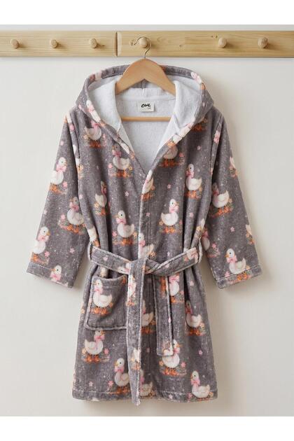 Duckling Printed Bathrobe - Brown