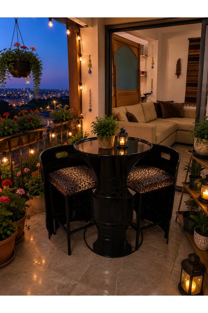 2li Bistro Leopar Desenli Varil Koltuk