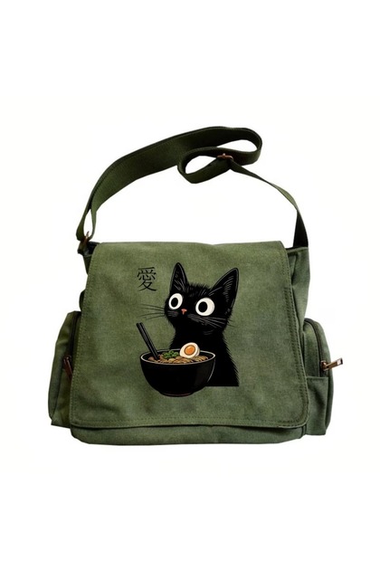 Surprised Cat Printed Unisex Messenger Bag