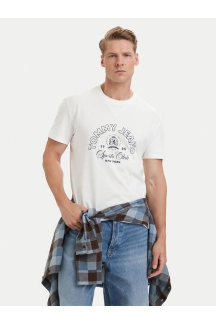 BEYAZ LOGOLU BASKILI ERKEK T-SHIRT