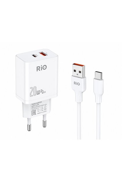 İki Girişli 20W Hızlı Şarj Adaptörü + Type-C Kablo Seti