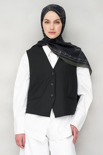 Coiled pattern tencel shawl - khaki