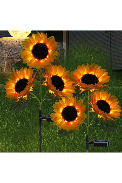 Set 2x Lampi Solare LED Gradina Floarea Soarelui 10 Micro-LED 70cm IP65