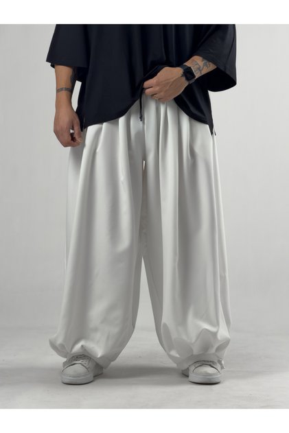 Pantaloni jogger pentru bărbați, super oversize, ecru COC3234