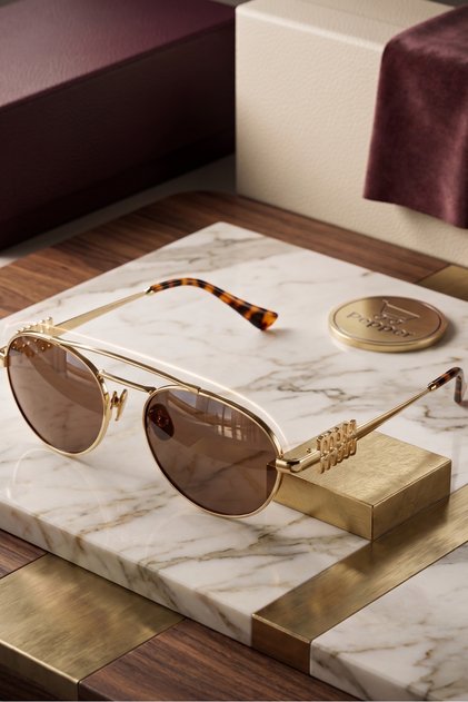 Oval Glass Modern Stylish Gold Metal Frame Writing Sunglasses New Season Glasses