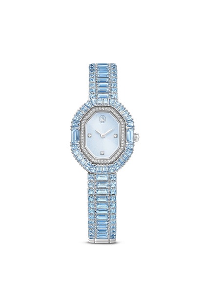 Swarovski Matrix octagon Saat, Baget kesim, Metal bileklik, Mavi