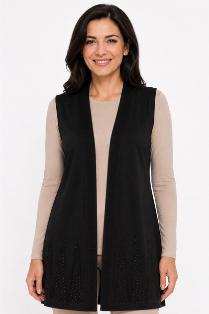 Women's Middle Age and Above Stone Embroidered Combed Cotton Mother Vest 4122