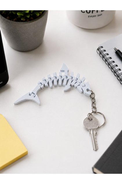 Bag Charm and Keyring. Movable Fish Skeleton