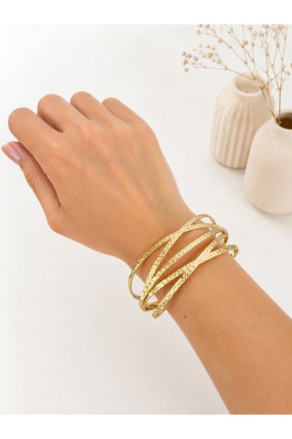 Gold Dalgalı Model Ayarlanabilir Bileklik