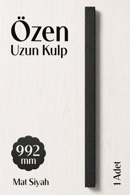 Badem10 Özen Mat Siyah Çizgili (1 Adet) Çekmece Kulp 768 mm (76.8