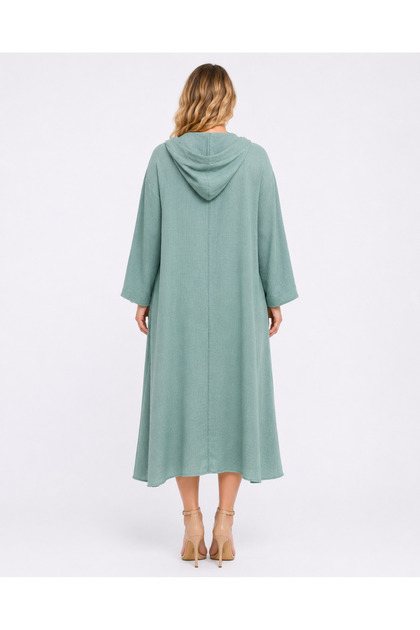 Şans Women's Plus Size Green, Side Pocket, Hooded Cap 65N39525