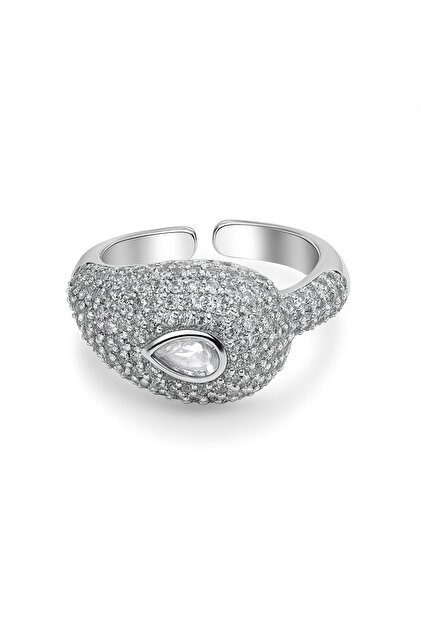 Aurea Drop Zircon Stone Ring-Silver