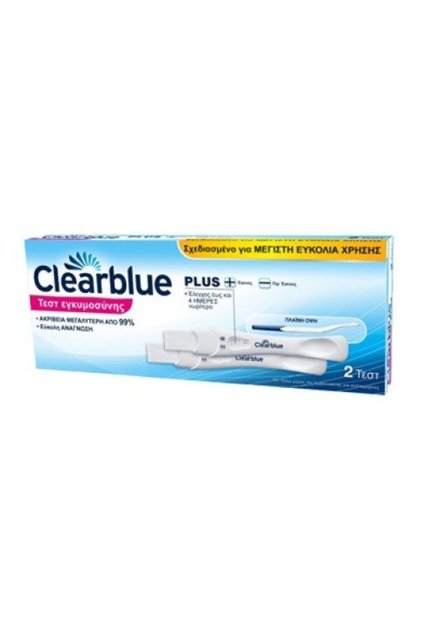 CLEARBLUE Τεστ Εγκυμοσύνης Plus Γρήγορης Ανίχνευσης 2 τεμάχια