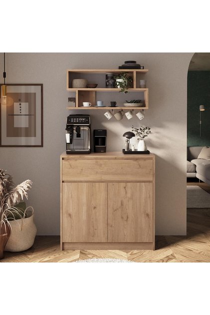 Y3850 Nera Sepet Kahve Köşesi, Modern Geniş Depolama Alanı, Yeni Çok Amaçlı Çekmeceli Dolap